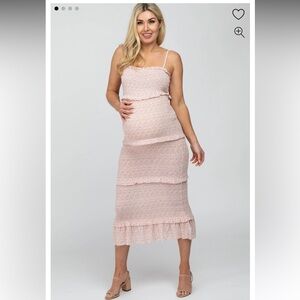 Pink Blush Maternity light pink floral smocked dress